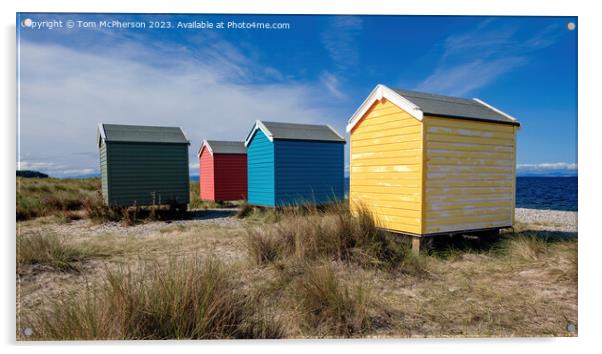 Vibrant Beach Huts at Findhorn Acrylic by Tom McPherson