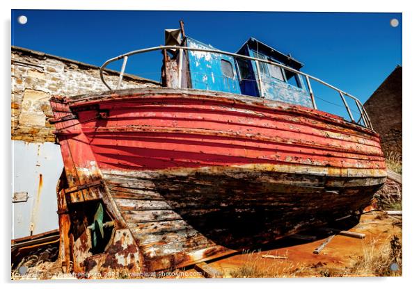 Red Wreck at Burghead Acrylic by Tom McPherson