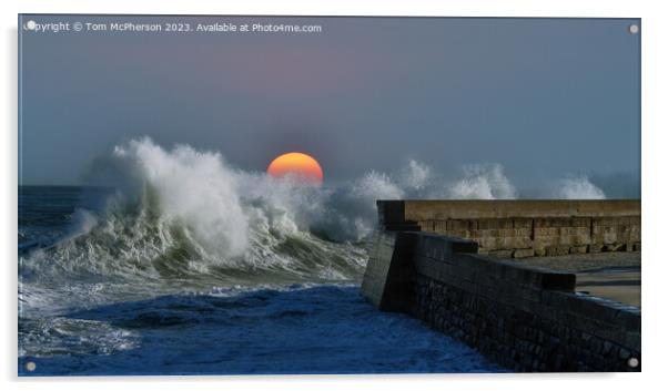 Lossiemouth Seascape, Storm Babet Acrylic by Tom McPherson