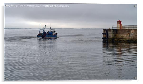 Fishing boat, leaving Burghead harbour Acrylic by Tom McPherson