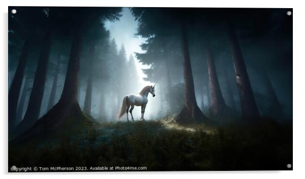 Mythical Unicorn in Forest  Acrylic by Tom McPherson