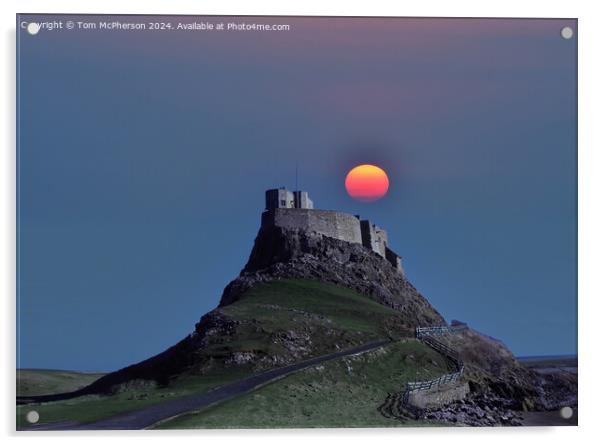 Sunset over Lindisfarne Castle Acrylic by Tom McPherson