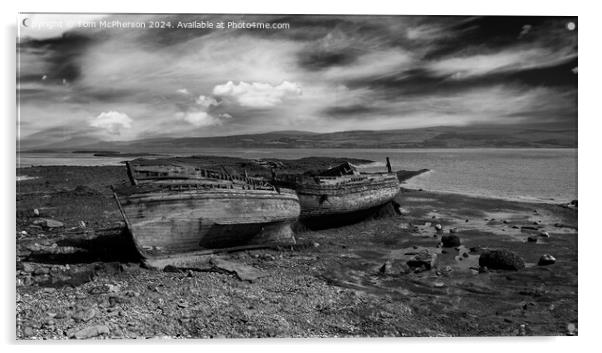 Derelict boats on Mull Acrylic by Tom McPherson