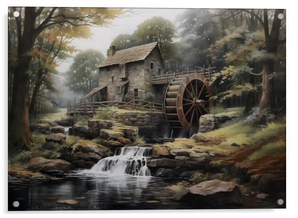 old water mill Acrylic by Kia lydia