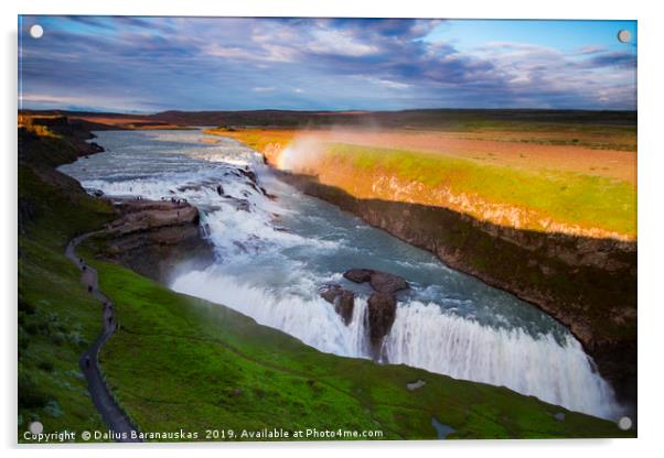 The Icelandic waterfall Gullfoss Acrylic by Dalius Baranauskas