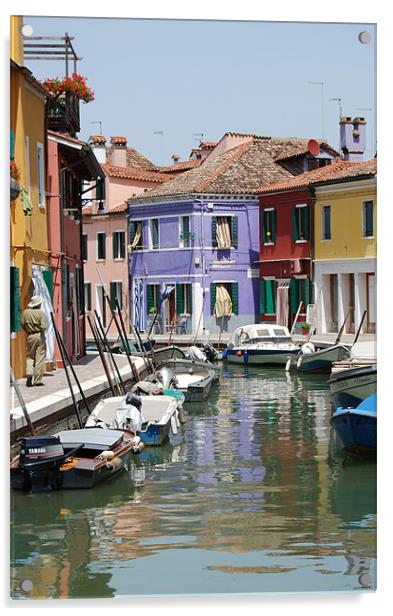 Streets of Burano Acrylic by Michael Carn