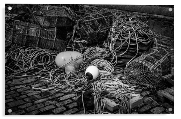 Fishing Tackle, Arbroath Harbour. Acrylic by David Jeffery