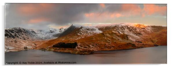 Haweswater snowy sunrise  Acrylic by Ray Tickle