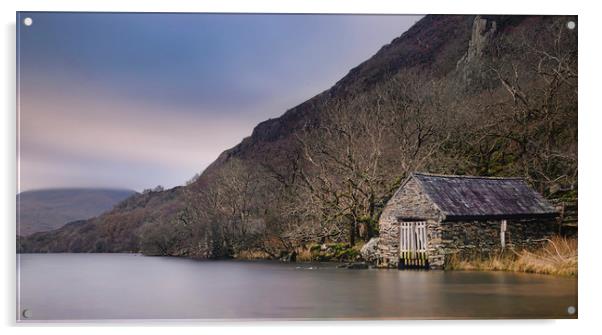 Dinas Boathouse Acrylic by Ray Tickle
