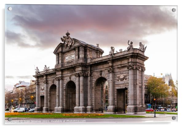 Puerta de Alcala in Madrid at sunset Acrylic by Juan Jimenez