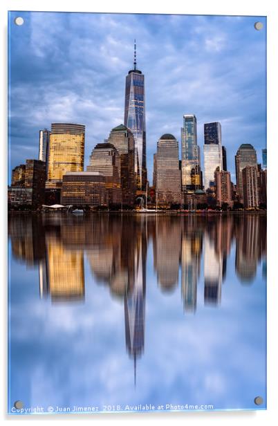 Cityscape of Financial District of New York Acrylic by Juan Jimenez