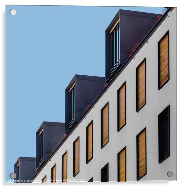 Low angle view of modern apartment building Acrylic by Juan Jimenez