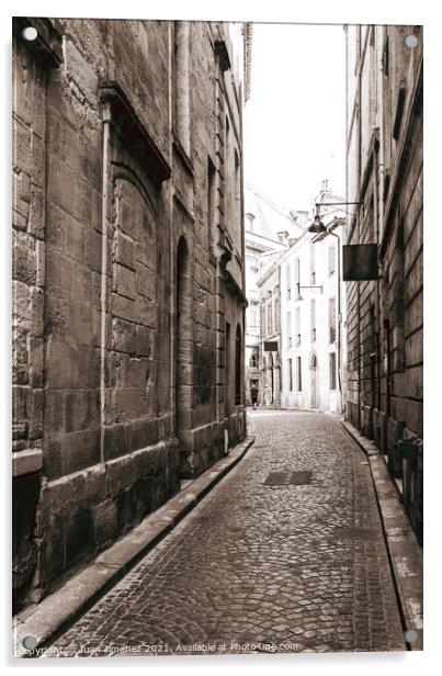 Narrow Cobblestoned Street in Historic Centre of B Acrylic by Juan Jimenez