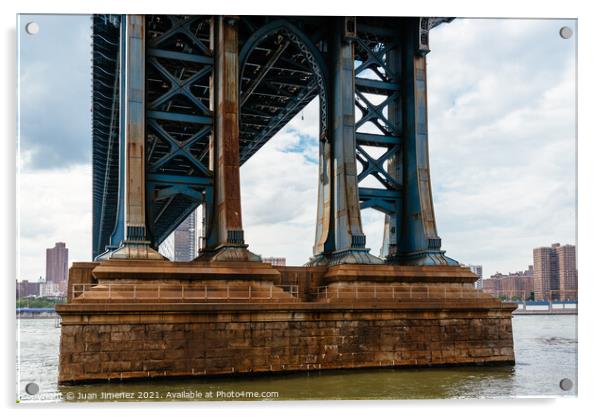 Detail of Pillar of Manhattan Bridge in New York City.  Acrylic by Juan Jimenez
