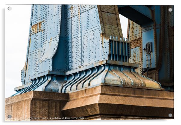 Detail of Pillar of Manhattan Bridge in New York City. Steel Abu Acrylic by Juan Jimenez