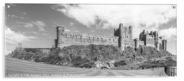 Historic Bamburgh Castle: A Monochrome Narrative Acrylic by Holly Burgess