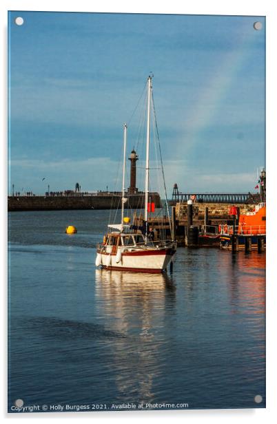 Rainbow's Embrace over Whitby Harbour Acrylic by Holly Burgess