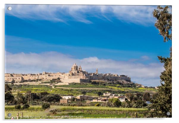 Malta's Ancient Citadel: Mdina Acrylic by Holly Burgess