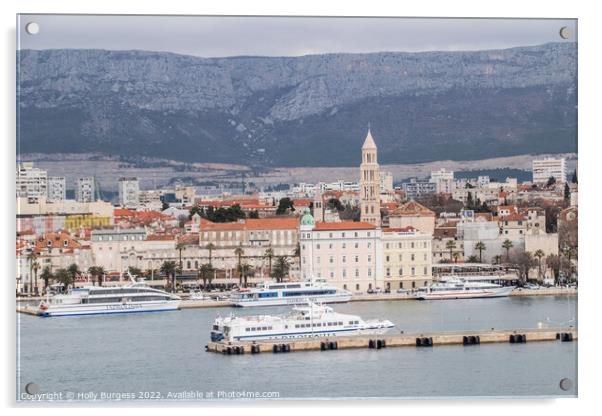 Split's Historic Cathedral: A Seaside View Acrylic by Holly Burgess