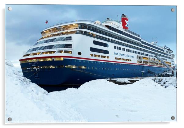 'Mesmerising Arctic Voyage: Bolette Cruise Ship' d Acrylic by Holly Burgess