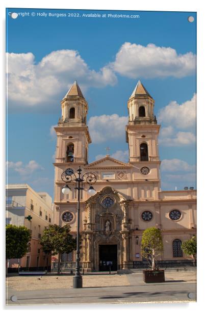 "Andalusian Splendour: Cádiz's Iconic Cathedral" Acrylic by Holly Burgess