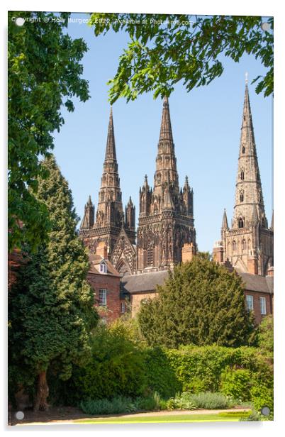 Tri-Spired Lichfield Cathedral: A Gothic Masterpie Acrylic by Holly Burgess