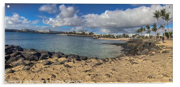 Spanish Paradise: Costa Teguise Beach Acrylic by Holly Burgess