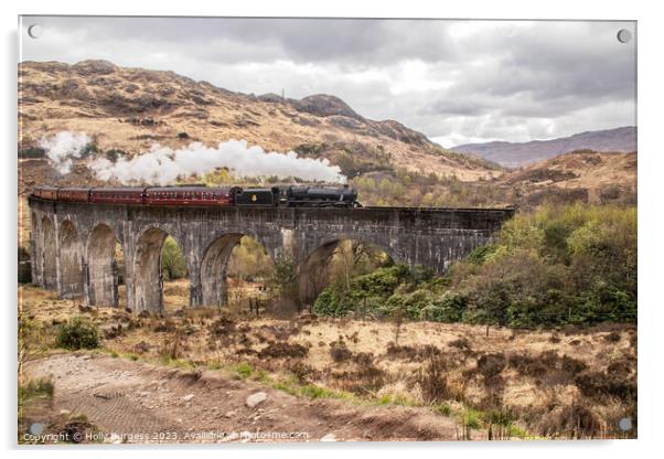 Iconic Glenfinnan Viaduct: The Harry Potter Train  Acrylic by Holly Burgess