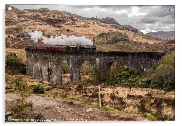 Glenfinnan Viaduct, West highland Line used as Harry Potter Filming  Acrylic by Holly Burgess