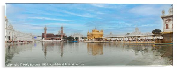 Golden temple Amrirtsar  Acrylic by Holly Burgess
