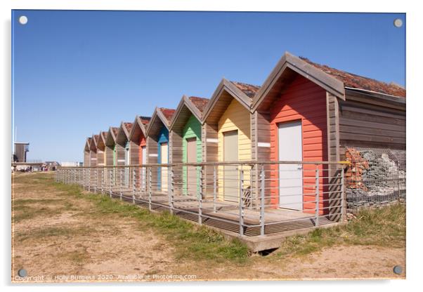 Blyth beach Huts Acrylic by Holly Burgess
