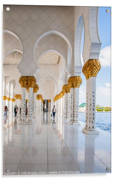 Golden mosque Abu Dhabi Sheikh Zayed Mosque Acrylic by Holly Burgess