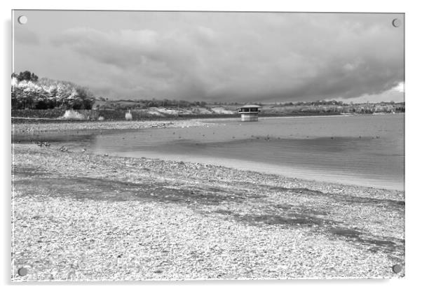 Carsington Waters, Derbyshire, black and white  Acrylic by Holly Burgess