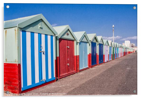 Brighton Beach huts Acrylic by Holly Burgess
