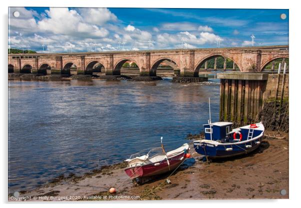 Historic Berwick Bridge's Picturesque River View Acrylic by Holly Burgess