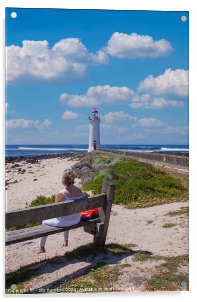 Port Fairy, Griffiths Island Light house,  Acrylic by Holly Burgess