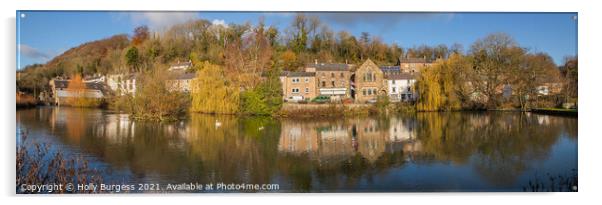 Cromford water mill panoramic  Acrylic by Holly Burgess