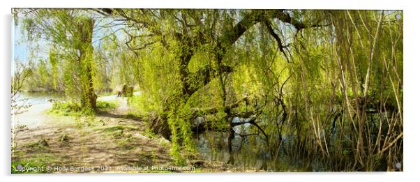 Serene Waterside Stroll, Nottingham Lake Acrylic by Holly Burgess