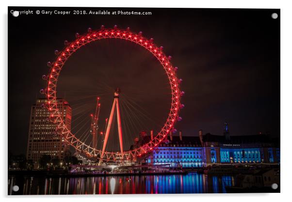 London Eye At Night Acrylic by Gary Cooper