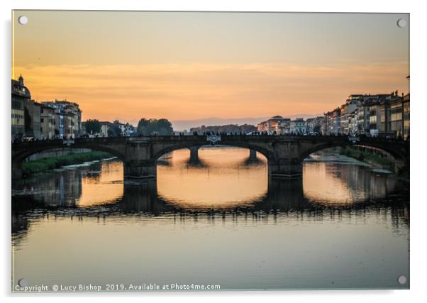 Ponte Santa Trinita, Florence Sunset - Italy Acrylic by Lucy Bishop