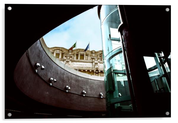 Urban Slit. The Central Station in Milan Acrylic by Claudio Lepri