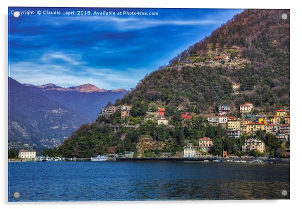 Lake of Como with Brunate mountain Acrylic by Claudio Lepri