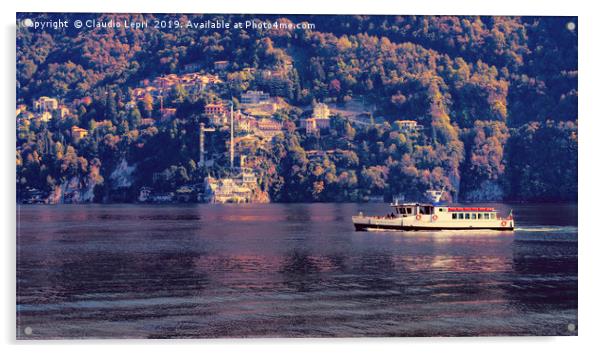 Ferryboat on Como Lake, Italy Acrylic by Claudio Lepri