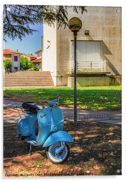 Vespa. Vintage model of italian scooter Acrylic by Claudio Lepri