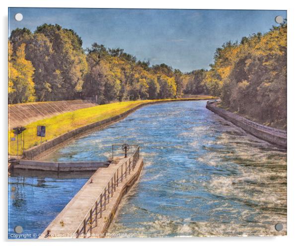 Artistic view of the Villoresi canal from the Panperduto dam Acrylic by Claudio Lepri