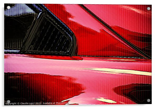 Rosso Ferrari #4 _ Digital Art Acrylic by Claudio Lepri