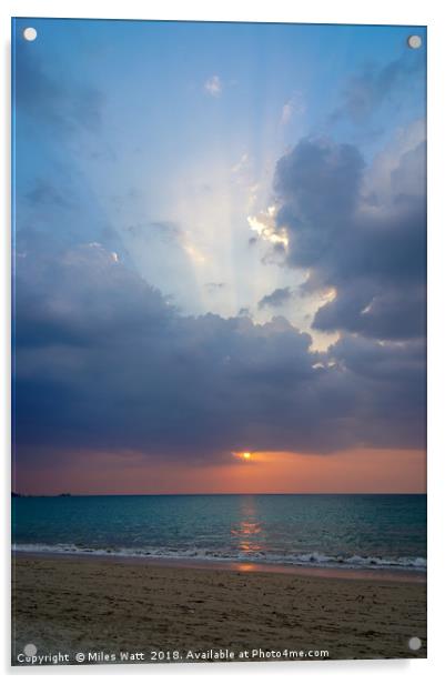 Sunset on the Beach Acrylic by Miles Watt
