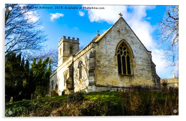 Church of  Holy Cross, Shipton on Cherwell, Oxon. Acrylic by Stephen Robinson