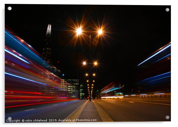 London Bridge Light Trails Acrylic by robin whitehead