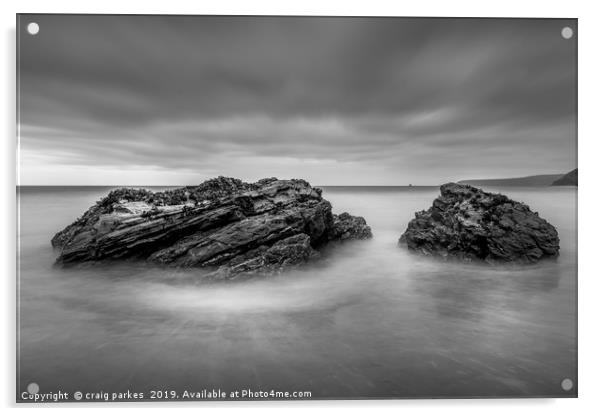 Calm and dramatic ocean at portreath beach Acrylic by craig parkes